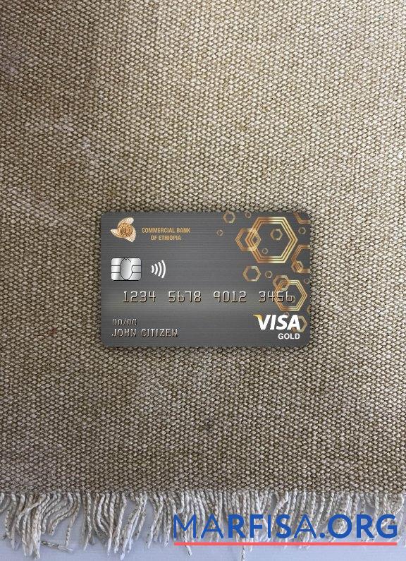 Printable Ethiopia Commercial bank visa gold card photolook front real example